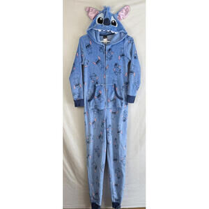 Disney Stitch One Piece Pajamas Sleepwear Hooded Zip Up Adult XS SUPER SOFT
